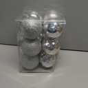 Emopeak 12Pcs Christmas Balls Ornaments for Xmas Christmas Tree - 4 Style Shatterproof Christmas Tree Decorations Hanging Ball for Holiday Wedding Party Decoration (Silver, 3.2"/8CM)