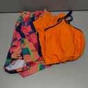 MODLILY Tropical Print Tankini Swimsuits for Women, Modest Two Piece Bathing Suits, Tank Top with Pocket Board Shorts (Orange, L)