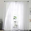 OWENIE Sheer White Curtains, Sheer Curtains 96 inches Long 2 Panels Set, Rod Pocket Voile Fimly Sheer Drapes for Living Room/Bedroom, 2pcs, Each 59" W x 96" L