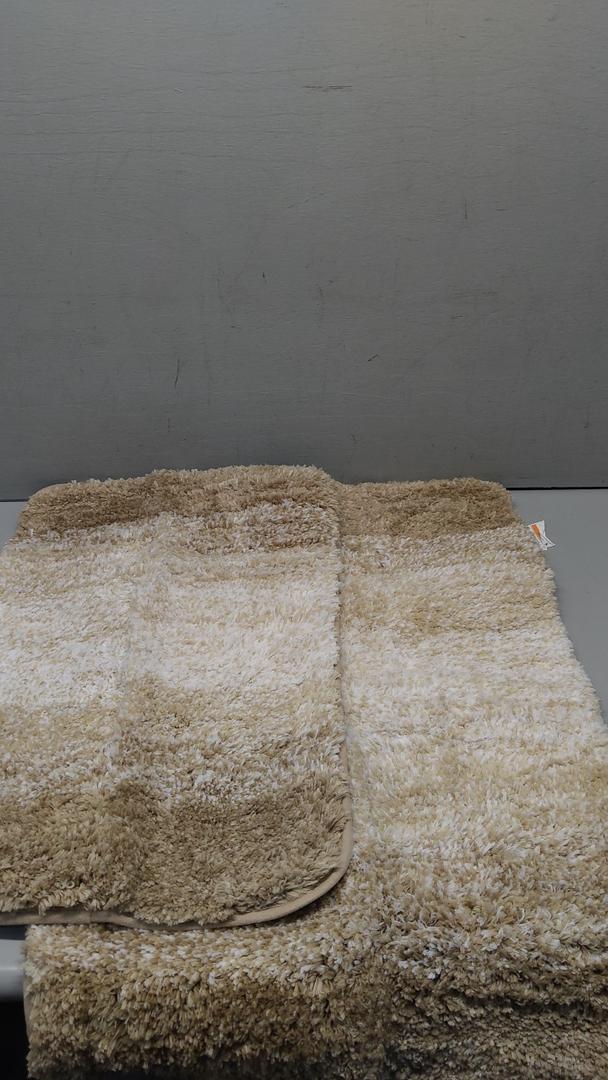 OLANLY Ombre Bath Rug and Bathroom Rugs Sets 2 Piece, Bath Rug Size 24x16 and Bathroom Rug Set Size 24x16+30x20 in Brown