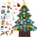 Patina DIY Felt Christmas Tree Wall Dcor, Interactive Holiday Decoration with 32pcs Ornaments, Space-Saving Seasonal Accent for Doors, Living Rooms & Hallways