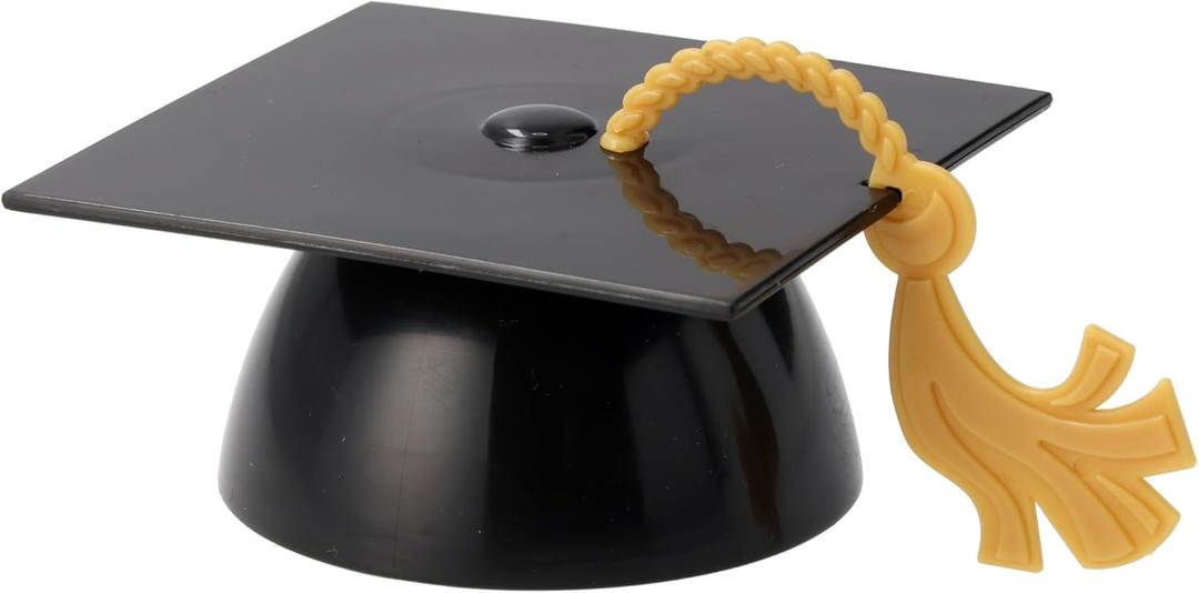 DecoPac Grad Cap with Tassels Cake Topper 24 Pack Elegant Graduation Hat Cake Decoration, Food Safe - Pack Of 24 (Black)