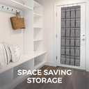 2 x HOME GENIE Over the Door Hanging Shoe Organizer, 24 Breathable Mesh Pockets, Closet Rack Storage Holder, Stay in Place Hooks Hang on Closets, Hanger Holds Up to 40 lbs for Shoes, Accessories, Gray (Pack of 1)