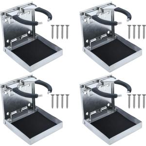 NovelBee 4pcs Stainless Steel Adjustable Folding Drink Holders Cup Holders for Marine Boat Caravan Car