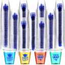 Sliner 200 Pcs graduation Plastic Shot Glasses 1.5 oz Clear Plastic Cups Disposable Graduation Birthday Cups Decorations for Graduated Tailgate Dinner Sports Event(Blue)