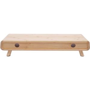 Bamboo Monitor Stand Riser, No Assembly Required Exquisite Monitor Support with Drawer, Ergonomic Height Wood