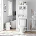 Spirich Bathroom Cabinet Over Toilet, Bathroom Storage Cabinet with Glass Doors and Adjustable Shelves, Over The Toilet Storage Cabinet, White, 25.59 x 7.8 x 66.93