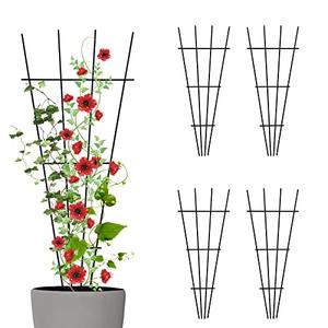 Thealyn 4 Pack 23'' Indoor Plant Trellis for Potted Plants Climbing, Outdoor Metal Garden Trellis Houseplants Flowers Vine Ivy, Black