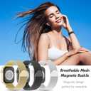 3 Pack Metal Mesh Loop Compatible with Apple Watch Band 38mm 40mm 41mm 42mm 44mm 45mm 46mm 49mm Women Men, Stainless Steel Magnetic Clasp Strap for iWatch Series 11 10 9 8 SE 7 6 5 4 3 2 1 Ultra (Gold/Black/Silver)