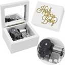 Sinzyo Music Box Carved Wood Wind Up Musical Box Gift for Christmas,Birthday,Valentine's Day(White Box, Tune : Hush Little Baby)