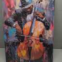 CXHOSTENT Black Jazz Canvas Wall Art Abstract Black Music Painting Prints African American Picture Musical Instruments Artwork for Men Room Decor Framed (Black, 16.00" x 24.00")