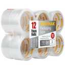 Clear Packing Tape 12 Rolls - Heavy Duty Packaging Tape 2.0mil Thick, 2.0 in. Wide x 60 Yards - Strong Adhesive, Silent, Reliable Package Tape for Home Office Shipping Moving Sealing