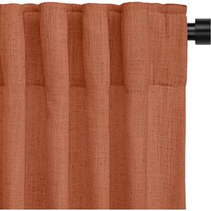 INOVADAY Linen Curtains for Living Room Bedroom, Back Tab Sheer Privacy Curtains 2 Panels, Light Filtering Farmhouse Drapes W50xL90 BurntOrange
