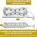 WP3387747 3387747 Dryer Heating Element Kit-Compatible With Whirlpool Cabrio Kenmore He2 Kenmore Elite He3 Maytag Dryers- GEW9250PW0 GEQ9800PW1 WD05X30818 GEQ9800PW2 GEQ9800PW1 MEDB835DW4 By TOMOON