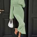 Saodimallsu Womens Off Shoulder Summer Maxi Dress Bell Long Sleeve Sexy Bodycon Strapless Sheer Beach Swimsuit Coverup (Green, S)