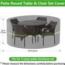 Round Outdoor Table Cover 50Inch, Waterproof Patio Furniture Cover - Heavy Duty 420D Large Patio Dining Table and Chair Set Covers for All Weather Resistant for Round Sofa (Black, 50"DIA x 28"H)