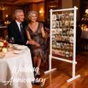 Collage Picture Frame,Photo Display Board with Clips,Wood Pictures Photos Frames With Stand for Wedding Graduation Party Birthday Greeting Letter Christmas Cards Holder Organizer,53 inch(White), Standing
