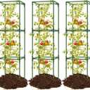 joyhalo 3 Pack Tomato Cage for Garden, 47 Inch Heavy-Duty Tomato Trellis, Height Adjustable Garden Trellis for Climbing Plants Vegetables Flowers Cucumber Peony (Dark Green)