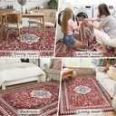 Luxury 5' x 7' Red Living Room Rug, Washable Non Slip Area Rugs, Boho Low Pile Carpet for Bedroom, Dinning Room, Office, Bathroom, Laundry Room, Farmhouse