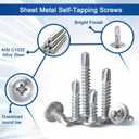 Sheet Metal Self-Tapping Screws with Storage Box 160pcs,Cross #8  1inch Truss Head Sheet Metal Screws Without Pre-Drilling for Furniture Making and Woodworking, High Strength Quick Tapping Screws