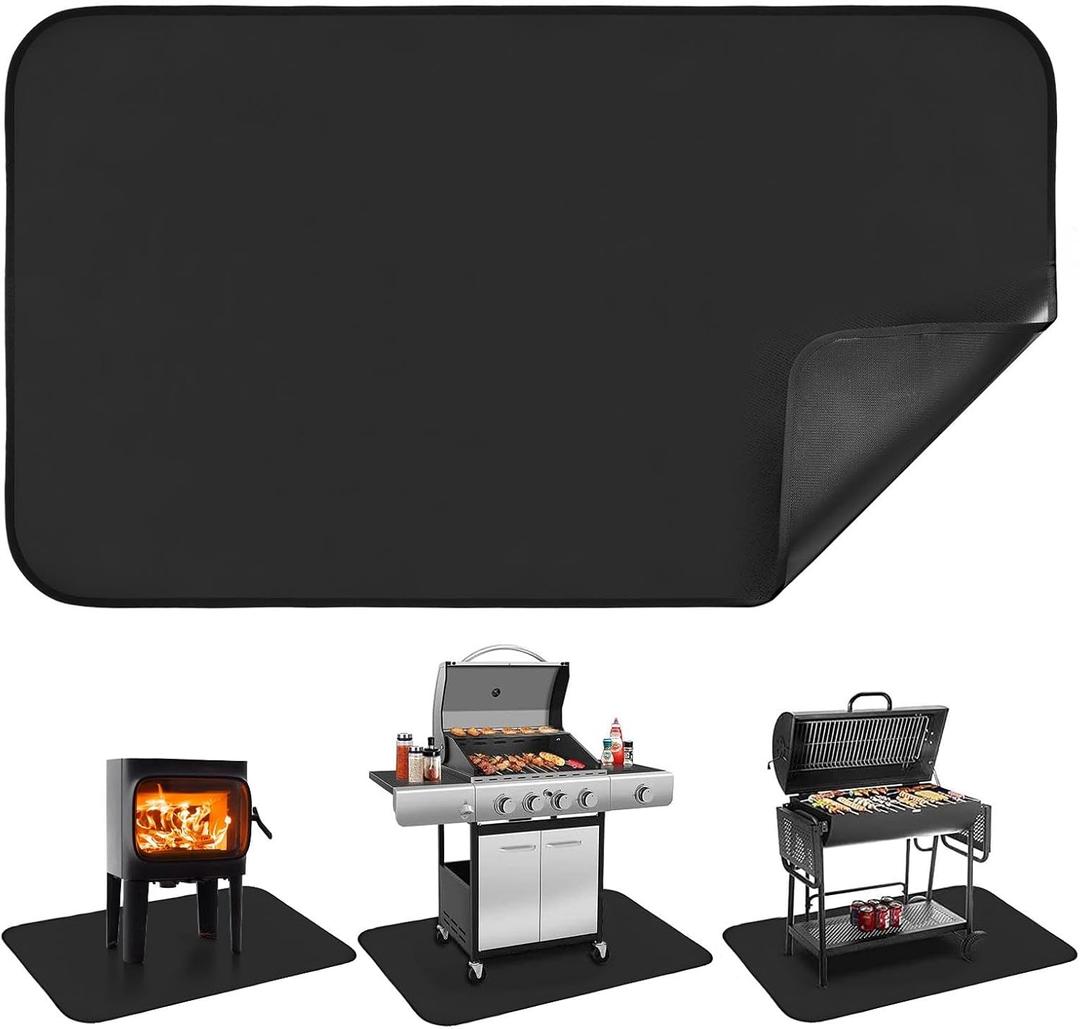 Hearth Rugs for Fireplaces, Fireproof Fireplace Mat, Gas Grill Splatter Mat for Outdoor, Flame-Resistant Pad Fiberglass Rug Indoor Outdoor, Deck Patio Protective Rug(Size:M: 42x24 Inch) (2' x 3'6" (Rectangular))
