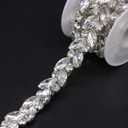 Jerler 1 Yard Rhinestone Trim, Crystal Rhinestone Chain Applique, Ideal for DIY Decoration and Wedding Clothing Embellishments, 0.6" Width (Crystal)