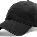 FURTALK Unisex Vintage Washed Unstructured Baseball Cap Washed Cotton Adjustable Dad Hat (Medium-Large, Black)