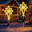 Rossesay 2 Pcs Solar Christmas Garden Stake Lights Waterproof Bethlehem Star Landscape Solar Pathway Lights for Outside Stakes Xmas Neon Yard Stakes for House