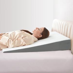 Vekkia 34" Extra-Long Wedge Pillow, Back & Arm Support, Bed Wedge Pillow for Sleeping After Surgery, Acid Reflux, Snoring Relief, Removable Washable Cover & Double Side Pockets, 5.5" Height, White