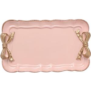 Gisela Adorable Bow-knot Trinket Dish Resin Jewelry Tray Perfect for Holding Small Jewelries, Necklaces, Earrings, Bracelets Decorative Plate (Pink Rectangle)