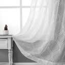 VISIONTEX Moroccan Embroidery White Sheer Curtains Panels Pair, Decor Rod Pocket Voile Tulle Semi Window Lattice Drapes for Home Kitchen and Dinning Room, 2 Pieces, 54 x 63 inch, Ivory White