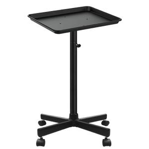 Salon Tray on Wheels, Metal Feet Salon Tray Cart, Salon Rolling Tray with Adjustable Height, Dentist Tray, Tattoo Tray for Salon and SPA Use (Dark Black)