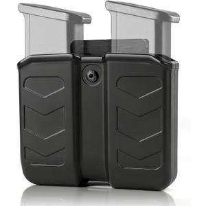 mag Holster 9mm Magazine Pouch/Holder .40 Double Stack Mag+with Belt Clip Fit Glock, s&W Springfield Ruger sig Beretta Taurus Walther CZ H&lk Etc Pistol Black