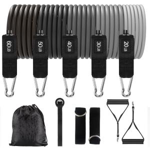 WHATAFIT Resistance Bands, Exercise Bands Resistance Bands for Working Out, Work Out Bands with Handles for Men and Women Fitness, Strength Training Home Gym Equipment (Gray 200LB)