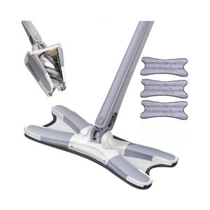 X Type Flat Floor Mop With 3 Replacement Pads, Easy Squeeze Self-Wringing, Hand-Free Wash Household (Creative X Mop)