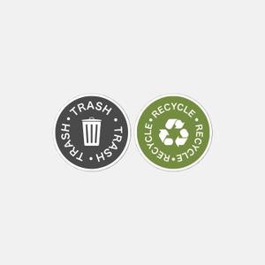 Recycle & Trash Stickers, Decal for Trash Bin Recycle Sticker Home, Office, Car Bumper, Waterproof, 3 Inches