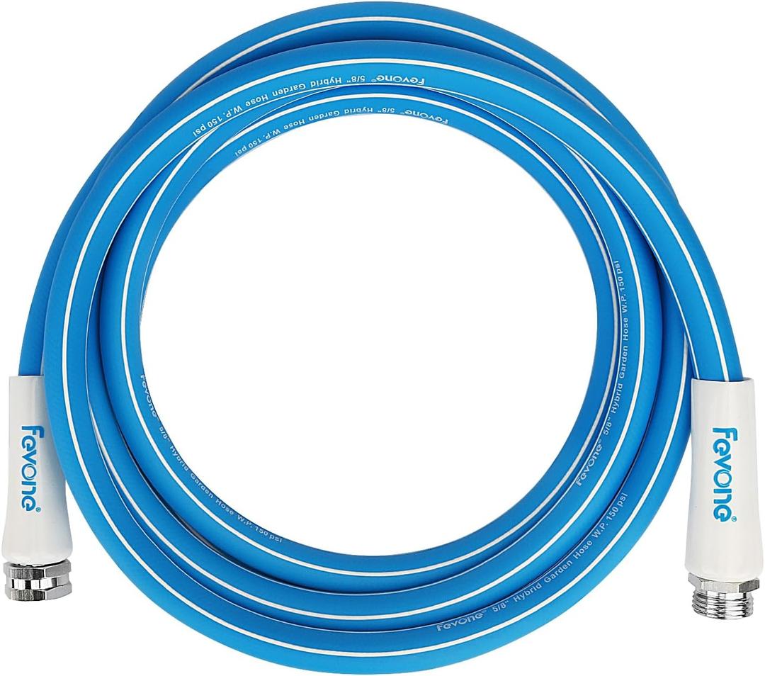 Fevone 12ft Heavy Duty Garden Hose – 5/ 8" ID, Burst 600 PSI, Hybrid Polymer, Drinking Water Safe