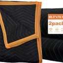 Large moving blankets, 80*72 inches, suitable for furniture moving protection and shipping packaging, quilted furniture pads, extra thick blankets for moving, heavy blanket (black) 2-pack.