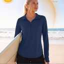 MAGCOMSEN Women's Long Sleeve Sun Shirts Half 1/2 Zip Pullover UPF 50+ Tops (Blue, M)