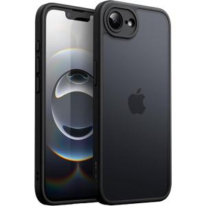 JETech Matte Case for iPhone 17e (2026) / iPhone 16e, Shockproof Military Grade Drop Protection, Frosted Translucent Back Phone Cover, Anti-Fingerprint, 6.1-Inch Display (Black)
