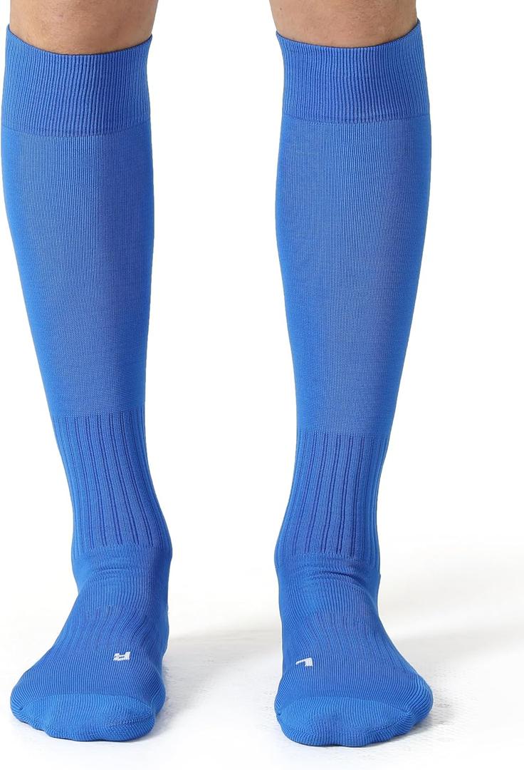 CS CELERSPORT 2/3 Pack Soccer Softball Baseball Socks for Youth Kids Adult Multi-Sport Compression Knee High Socks (Blue, L)