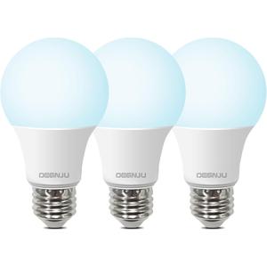 A19 LED Light Bulbs, 60 Watt Equivalent LED Bulbs, Daylight 5000K, 800 Lumens, E26 Standard Base, Non-Dimmable, 8W Warm White LED Bulbs for Bedroom Living Room,3 Pack