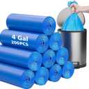 Compostable Trash Bags 4 Gallon 200 Packs,AYOTEE Biodegradable Trash Bags,Blue Recycle Bags,No leak Small Trash Bags,Small Garbage Bags 4 Gallon Trash Bags Unscented,4-6 Gal Bathroom Trash Bags