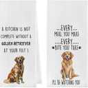 Golden Retriever Dish Towels Set - Golden Retriever Decorative Waffle Weave Kitchen Towels, Hand Tea Towels for Bathroom Kitchen (1624 Inches Set of 2)