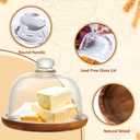 Butter Dish with Lid, 6 inch Clear Glass Domed Cheese Dish with Handle, Large Round Butter Tray with Cover, Cute Dessert Serving Bowl for Table, Kitchen Countertop, Refrigerator