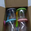 GuanQiao 4 Pack Creami Pint Containers and Lids for Ninja, Compatible with Ninja NC299 NC300 NC301 Series Creami Maker Machine Accessories, BPA Free & Dishwasher Safe, Assorted Colors (Pink, Turquoise, Blue & Grey)