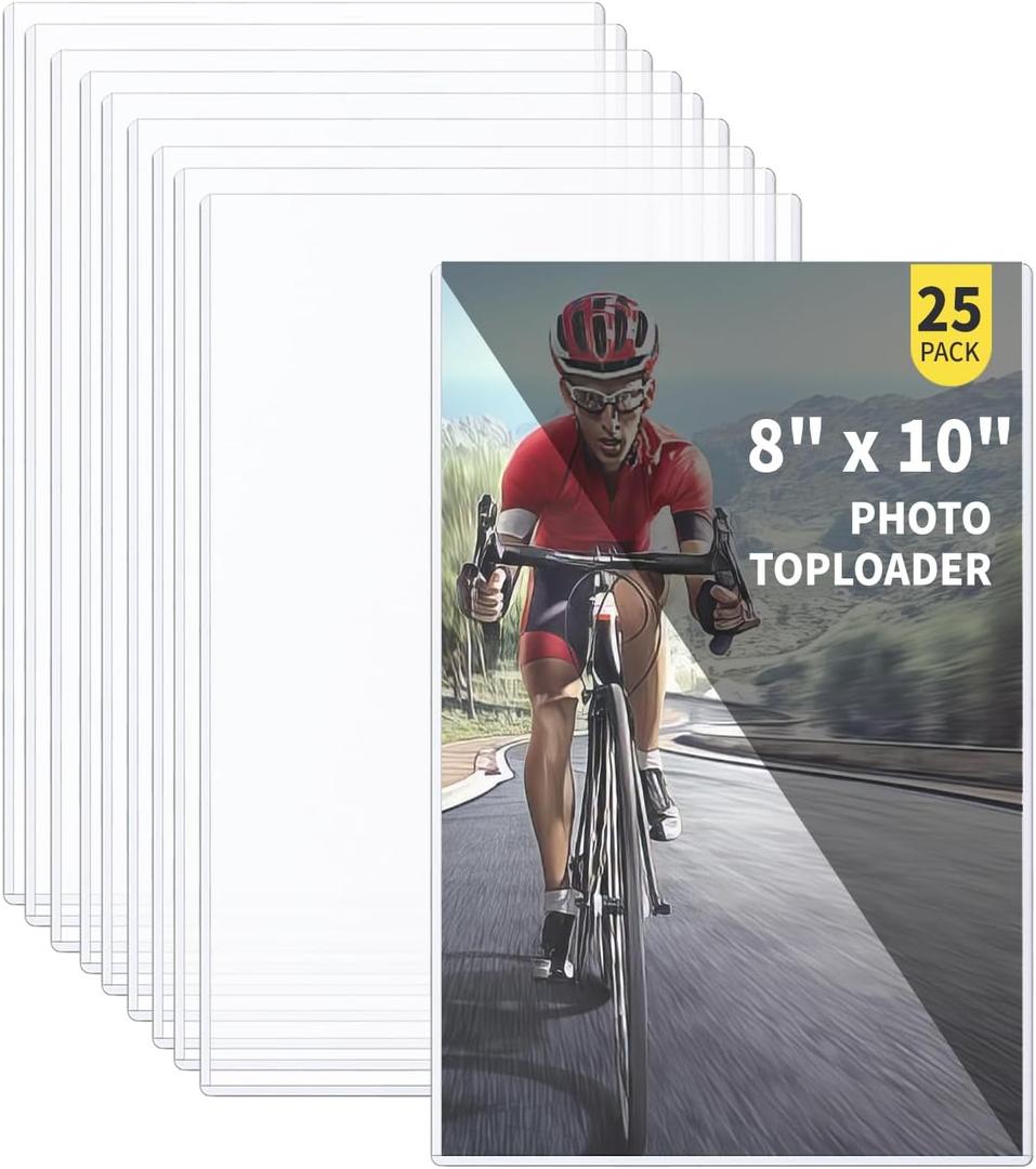 25-Pack 8 x 10 Inch Premium Toploaders - Crystal Clear Plastic Holders, Sheet Protectors for Autograph Pictures, Art (25ct 8" x 10" Photo Toploader)