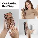 KANGHAR Compatible with iPhone 17 Pro Case Brown Leopard Print Pattern Cute Cheetah Wristband Stand Phone Cover for Women Girls Men Shockproof Slim Protective Cover 17 Pro 6.1 Inch
