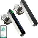 IRONZON Fingerprint Door Lock Smart Door Lock with Keypad Keyless Entry Door Lock with Handle for Home Hotel Office Apartment Bedroom (Nickel)