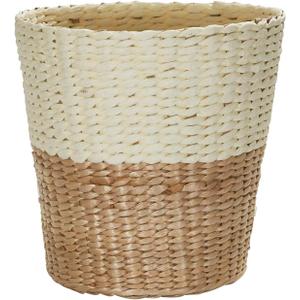 Household Essentials 2-Tone Woven Waste Basket, HandWoven Paper Rope Basket, Sturdy and Flexible, Great for the Bathroom, Office or Bedroom (Natural/Cream)